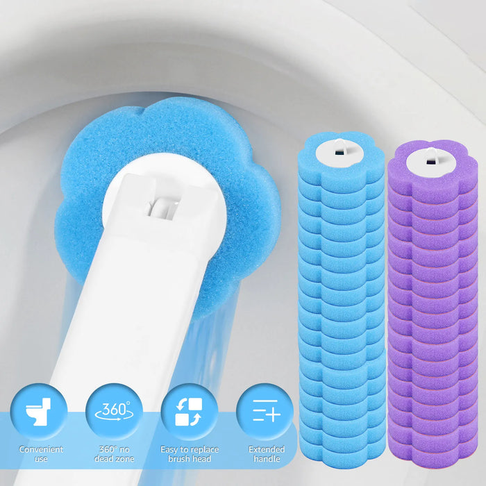 Disposable Toilet Brush Kit — Long Handle & Wall‑Mount Holder