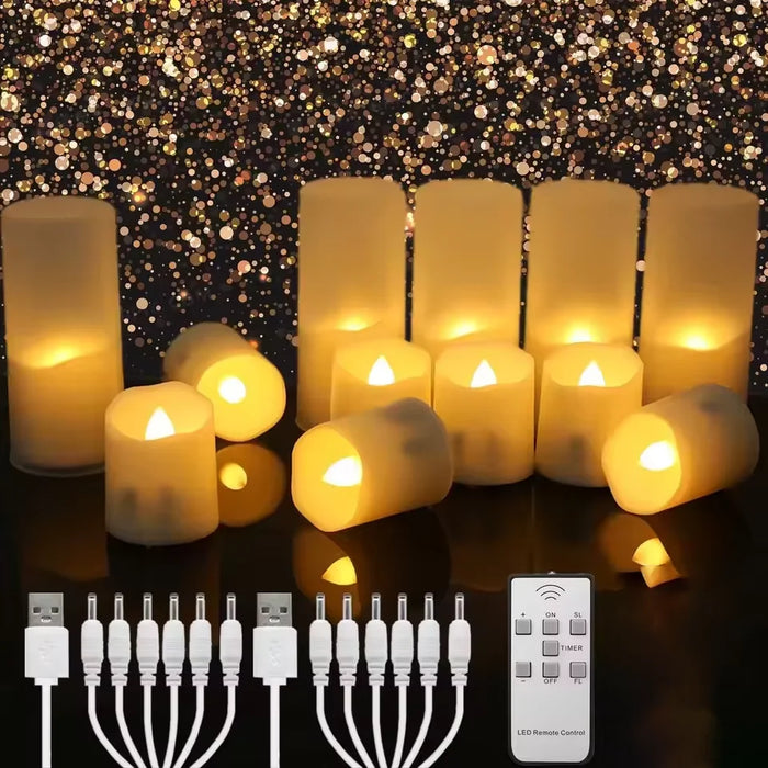 Rechargeable LED Tea Lights with Timer & Remote — Flameless Candles for Weddings & Home