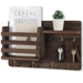 Rustic Wood Wall Mail Organiser with Key Hooks and Floating Shelf