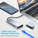USB‑C 11‑in‑1 Docking Station — 4K HDMI, VGA, 100W PD, 100Mbps Ethernet, SD/TF & Audio for MacBook