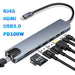 USB‑C 8‑in‑1 Hub — HDMI 4K@30Hz, 100W PD, RJ45 100Mbps, Dual SD/TF, USB 3.0