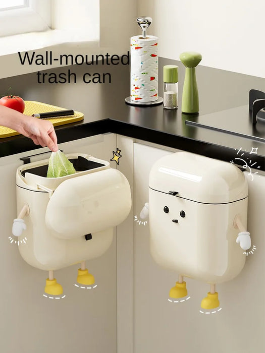 Cream-Coloured Wall-Mounted Kitchen Bin with Lid — 9L / 12L DIY