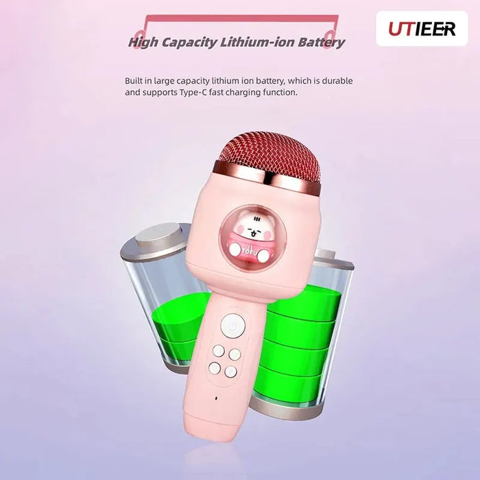 Cartoon Wireless Microphone Audio Integrated Machine - Bluetooth Microphone with Small Night Light - Perfect for Children's Entertainment and Night-Time Use