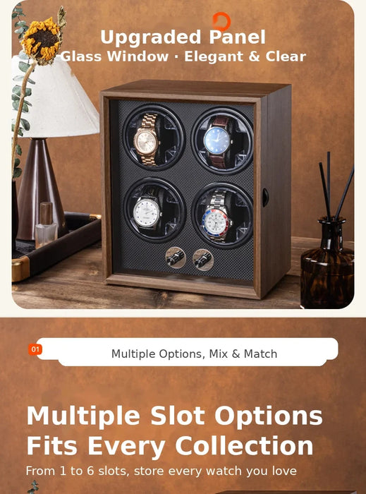USB Motor Watch Winder Box for Automatic Watches — Rotating Display