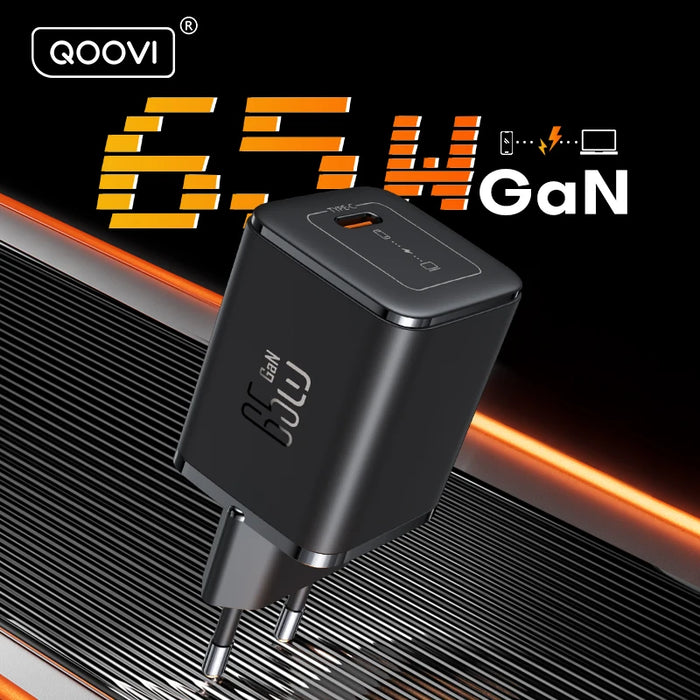 QOOVI 65W GaN USB-C Charger — USB PD, Quick Charge 4.0 & PPS