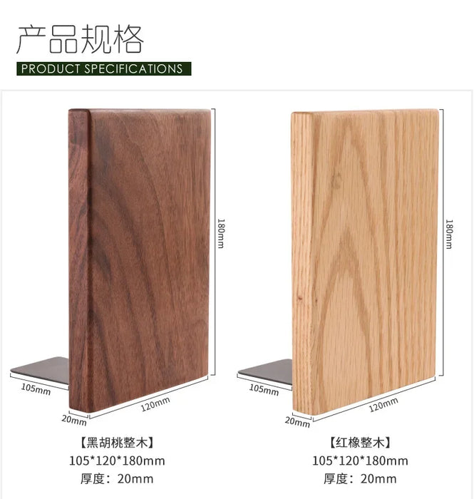 Natural Wooden Desktop Bookends – Book Organiser for Home & Office