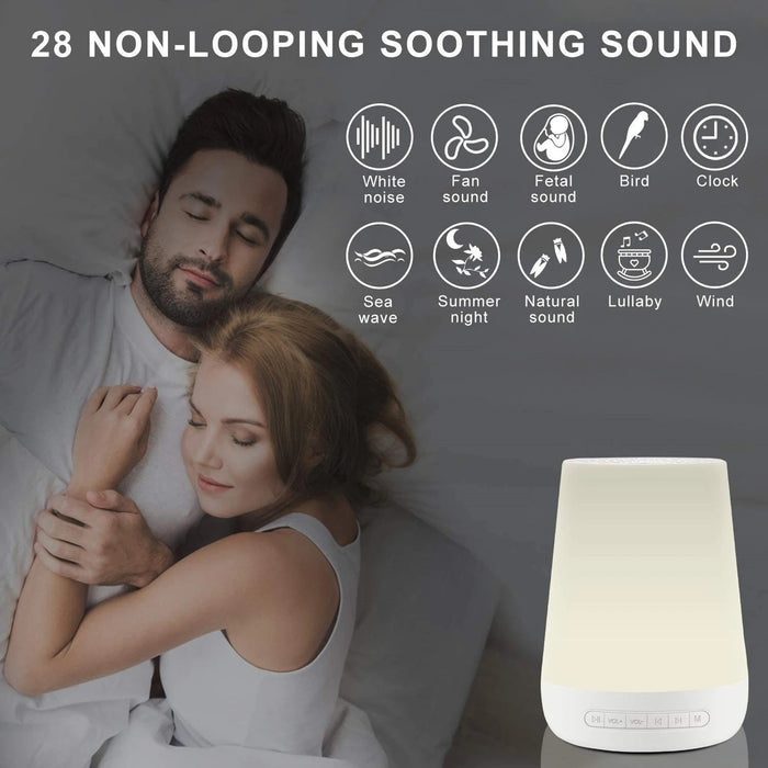 MBZ085 White Noise Machine for Babies — 28 Soothing Sounds, Colour Night Light, Rechargeable