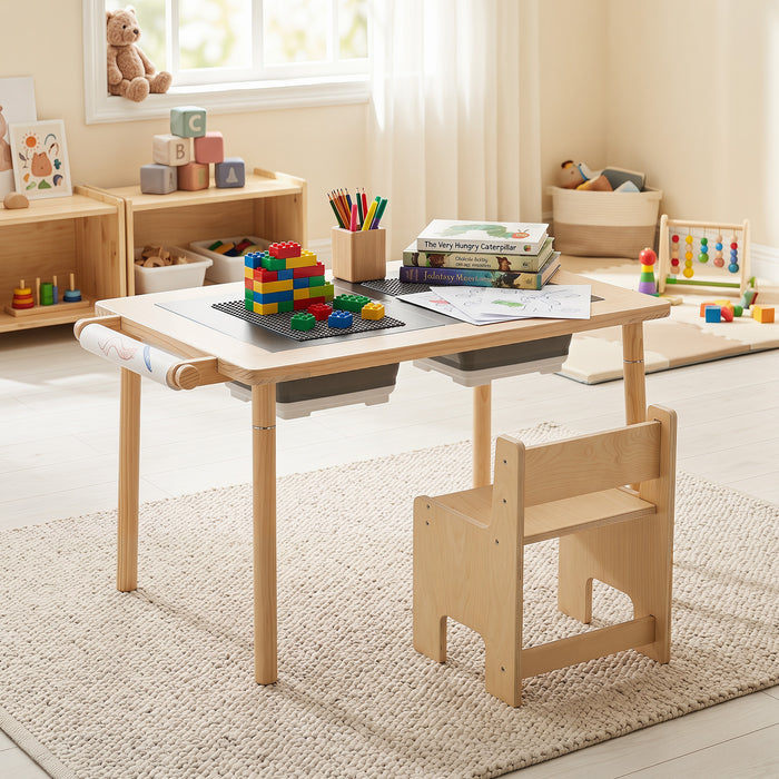 Sensory Table Set Kids Activity Table and Chair Set with Adjustable Height-