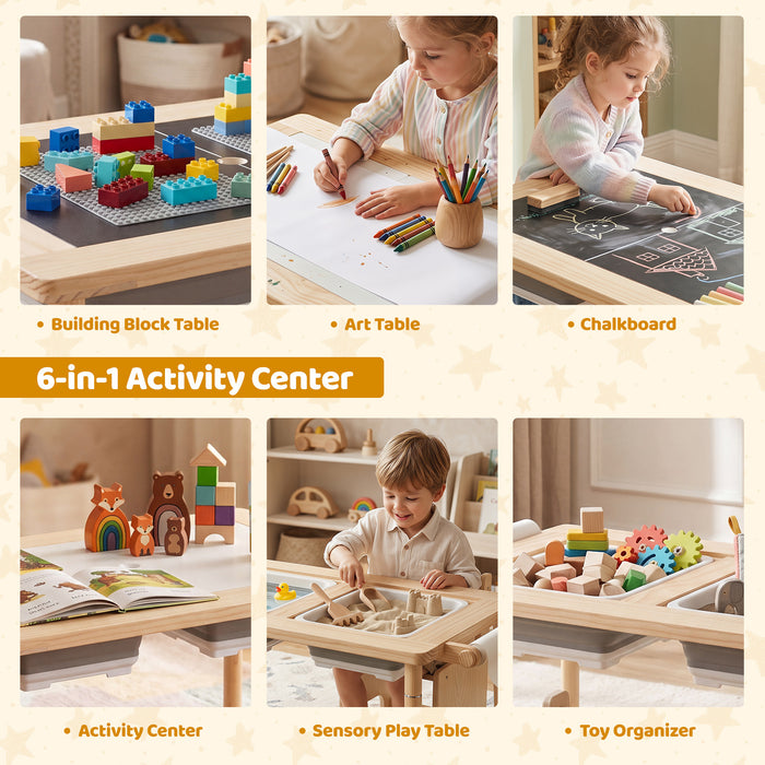 Sensory Table Set Kids Activity Table and Chair Set with Adjustable Height-