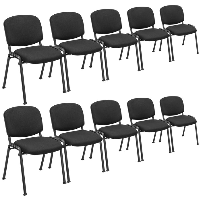 Set of 10 Conference Room Chairs with Upholstered Back and Seat-