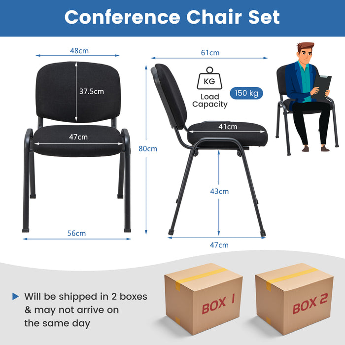 Set of 10 Conference Room Chairs with Upholstered Back and Seat-