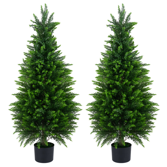 Set of 2 120 cm Artificial Cedar Cypress Trees for Porch and Patio