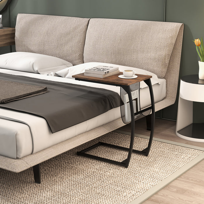 Set of 2 C-Shaped Compact Sofa Side Snack Table for Small Space-