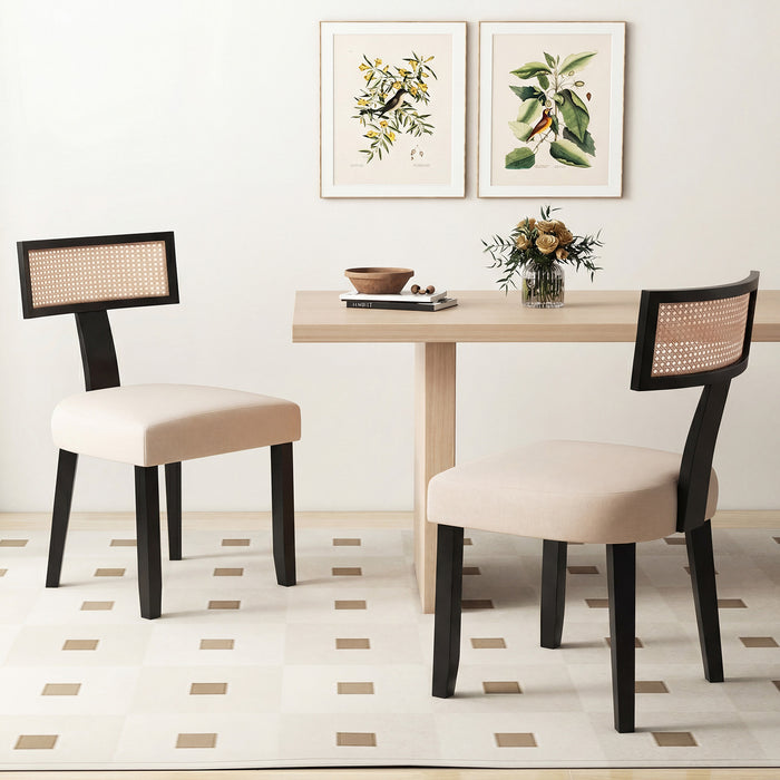 Set of 2 Dining Chairs Linen Fabric Upholstered Accent Chairs-