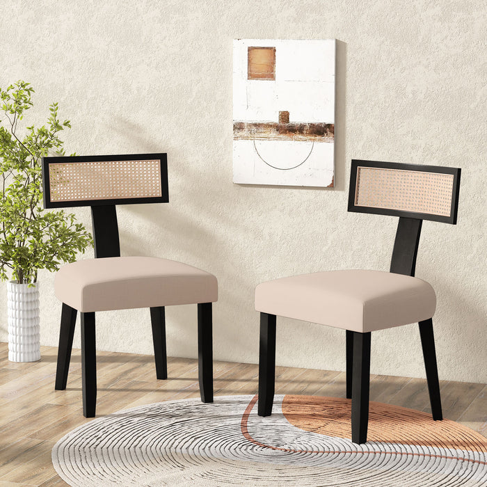 Set of 2 Dining Chairs Linen Fabric Upholstered Accent Chairs-