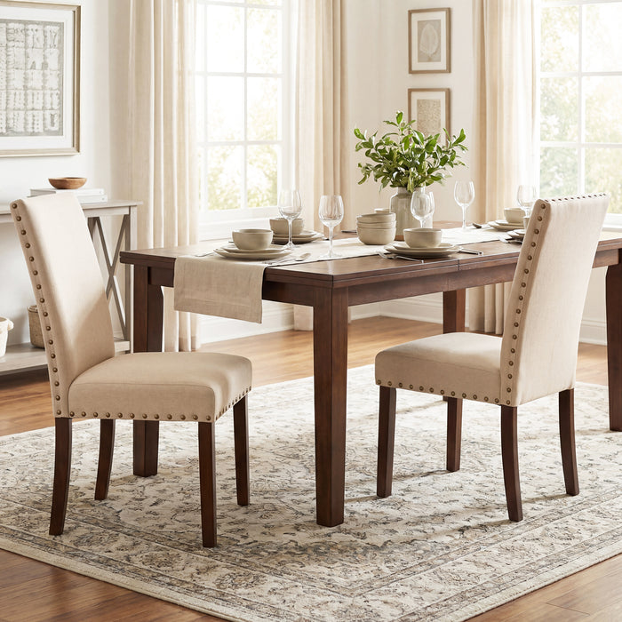 Set of 2 Dining Chairs with High Back, and Solid Rubber Wood Legs-
