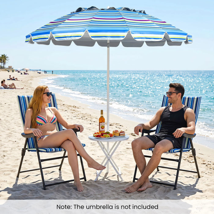 Set of 2 Foldable Beach Chairs with Armrests and Wide Seat-