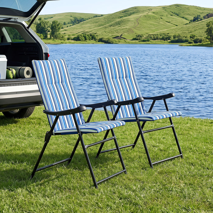 Set of 2 Foldable Beach Chairs with Armrests and Wide Seat-