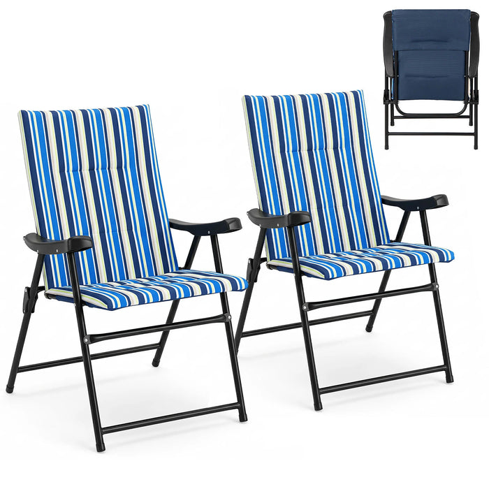Set of 2 Foldable Beach Chairs with Armrests and Wide Seat-