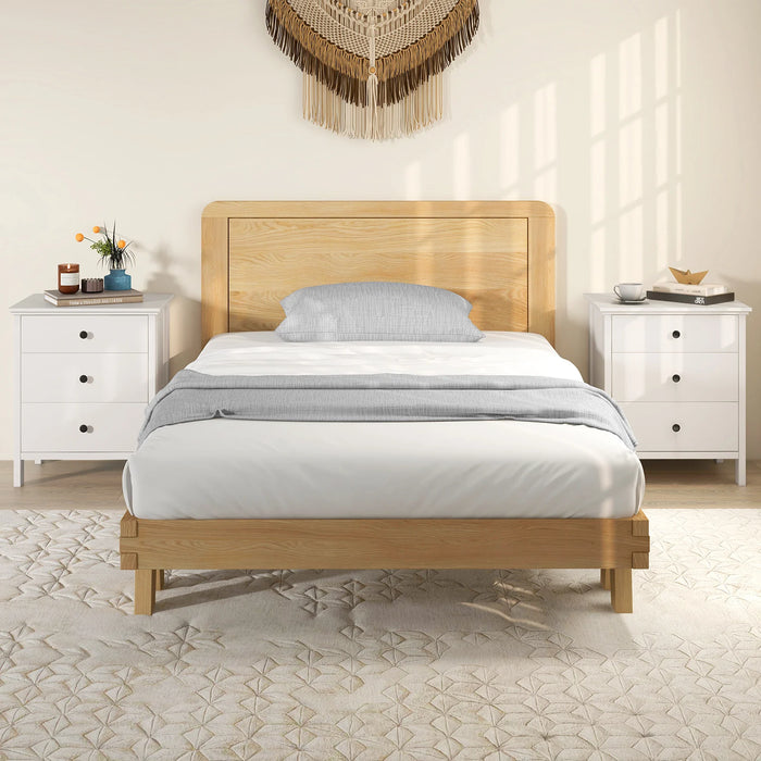 Set of 2 Nightstand with 3 Drawer for Bedroom Compact Storage Chest-