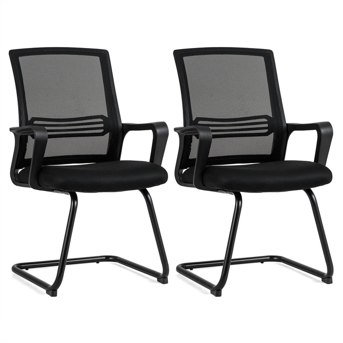 Set of 2 Office Guest Chair with Lumbar Support and Mesh Back for Reception-
