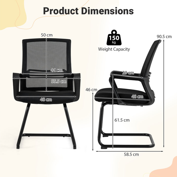 Set of 2 Office Guest Chair with Lumbar Support and Mesh Back for Reception-