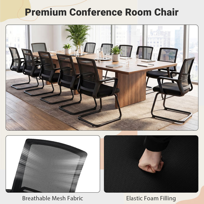 Set of 2 Office Guest Chair with Lumbar Support and Mesh Back for Reception-