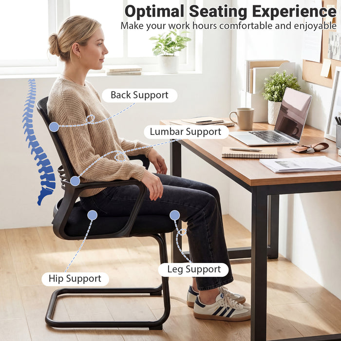Set of 2 Office Guest Chair with Lumbar Support and Mesh Back for Reception-