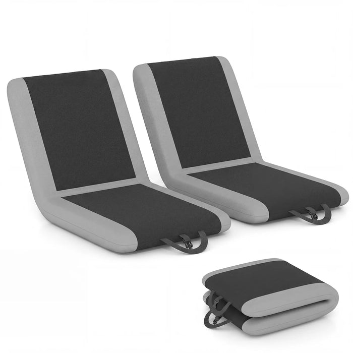 Set of 2 Padded Stadium Seat with Back Support and 6 Reclining Positions-Black
