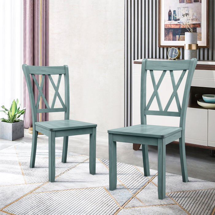 Set of 4 Armless Wood Dining Chairs with Ergonomic Fluted Seat