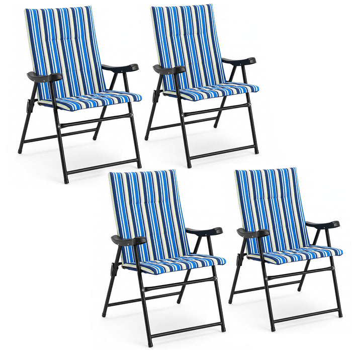 Set of 4 Foldable Beach Chairs with Armrests and Wide Seat-