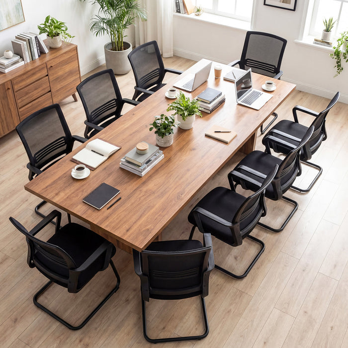 Set of 4 Office Guest Chair with Lumbar Support and Mesh Back for Reception-