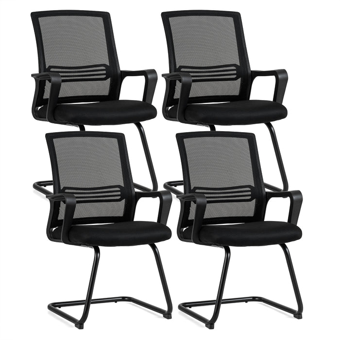 Set of 4 Office Guest Chair with Lumbar Support and Mesh Back for Reception-