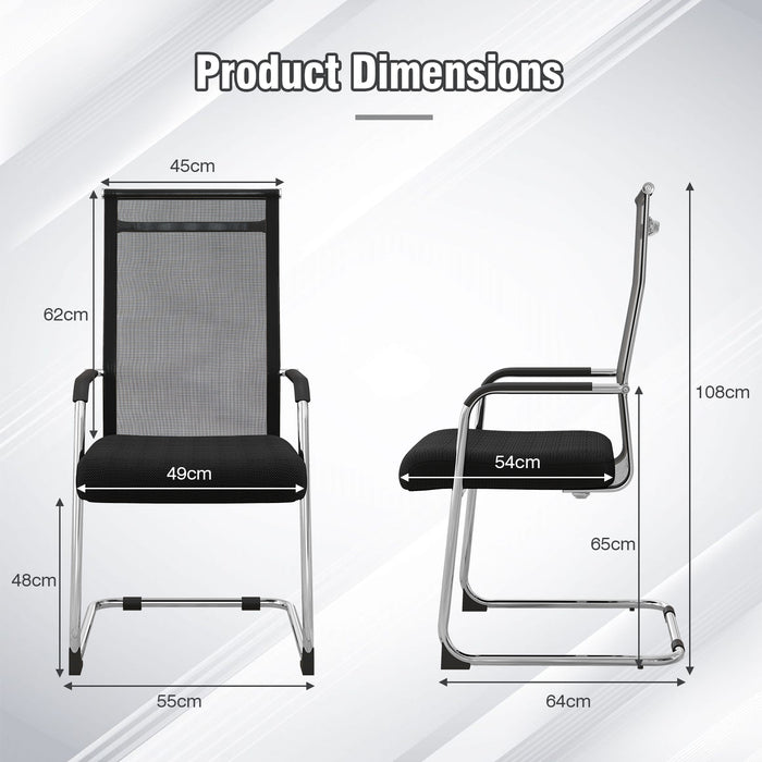 Set of 4 Office Guest Chairs with Metal Sled Base and Armrests-