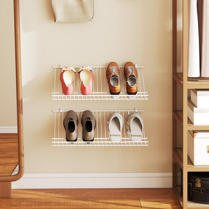 24"  Closet Shelves Wall Mounted Metal Wire Shoe Racks Set of 2