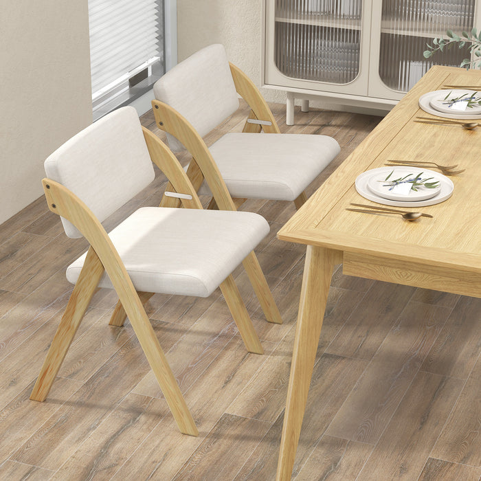 Set of 2 Dining Chairs Folding Kitchen Chair with Rubber Wood Legs-
