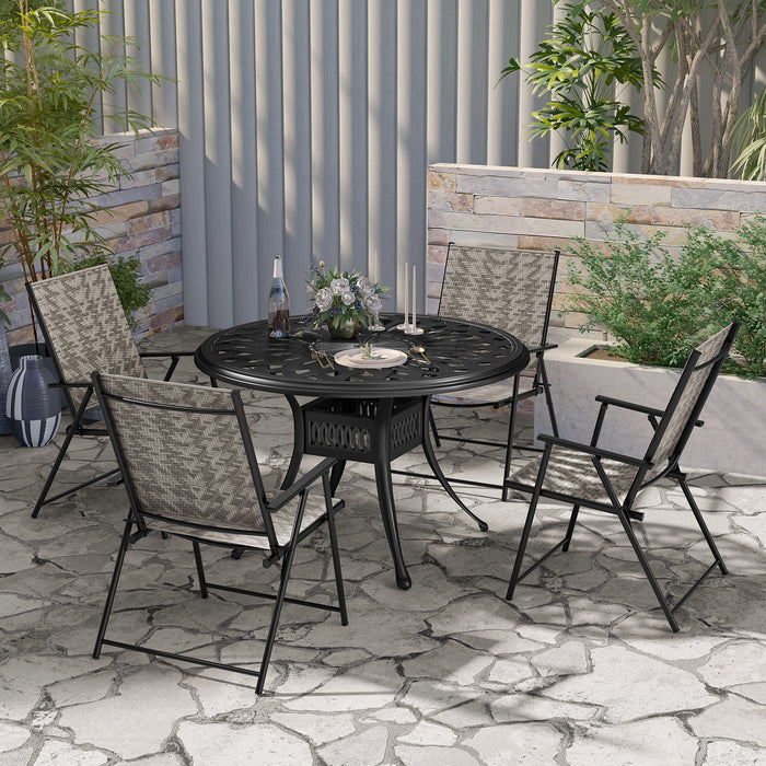 Set of 2 Patio Folding Chairs with Armrests-