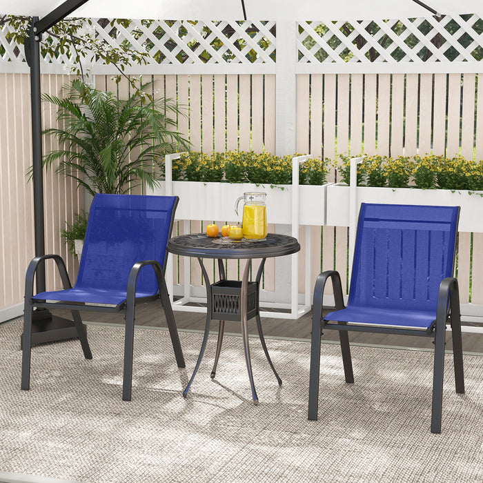 Set of 2 Patio Stackable Metal Dining Chairs with Armrests-