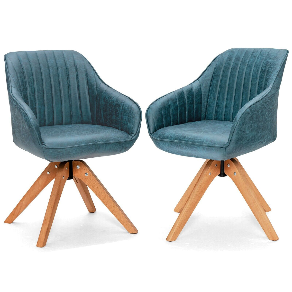 Set of 2 Accent Chairs with 360° Swivel Feature - Solid Wood Legs for Durability and Stability - Ideal for Living Room, Lounge, or Office Spaces