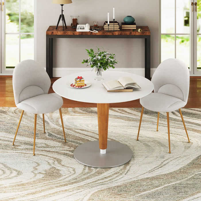 Set of 2 Upholstered Accent Chairs with Curved Backrest Adjustable Foot Pads-Grey