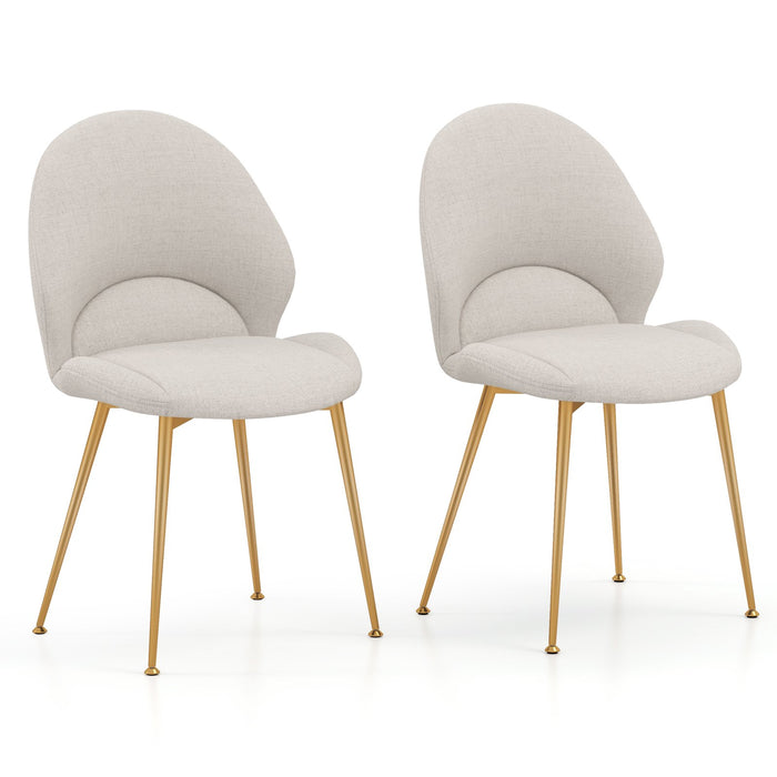 Set of 2 Upholstered Accent Chairs with Curved Backrest Adjustable Foot Pads-Grey