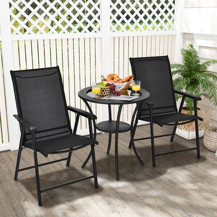 Set of 4 Folding Chairs in Fabric and Metal Garden Chairs-
