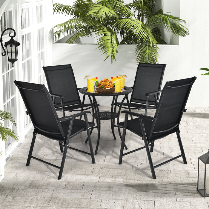 Set of 4 Folding Chairs in Fabric and Metal Garden Chairs-