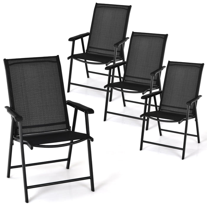Set of 4 Folding Chairs in Fabric and Metal Garden Chairs-