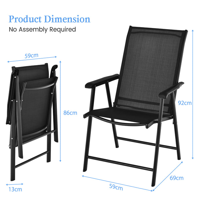 Set of 4 Folding Chairs in Fabric and Metal Garden Chairs-