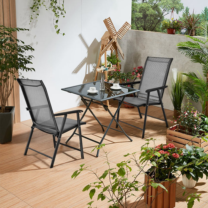 Set of 4 Folding Chairs in Fabric and Metal Garden Chairs-