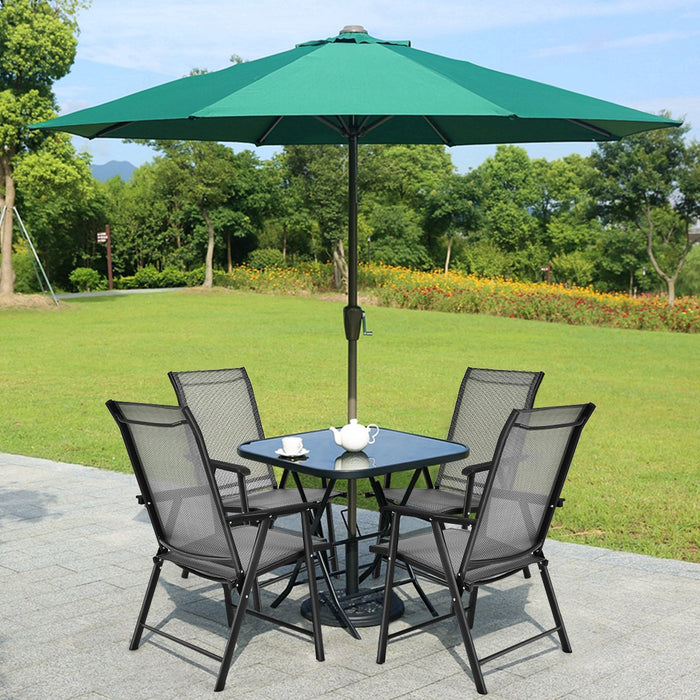 Set of 4 Folding Chairs in Fabric and Metal Garden Chairs-