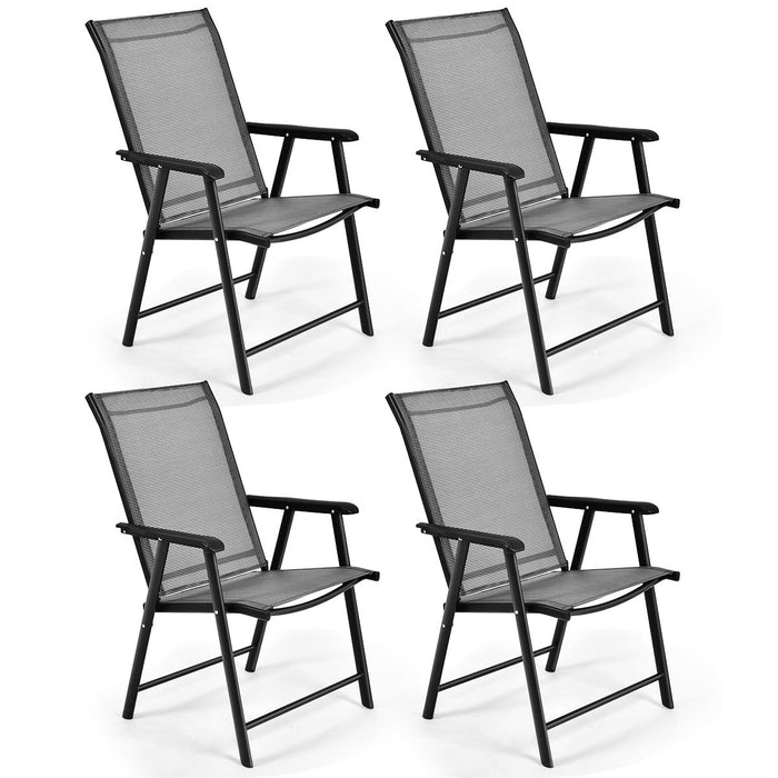Set of 4 Folding Chairs in Fabric and Metal Garden Chairs-