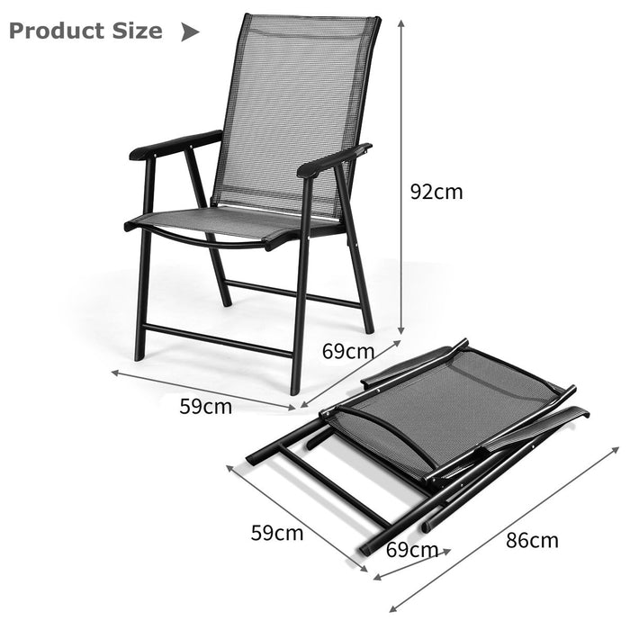 Set of 4 Folding Chairs in Fabric and Metal Garden Chairs-