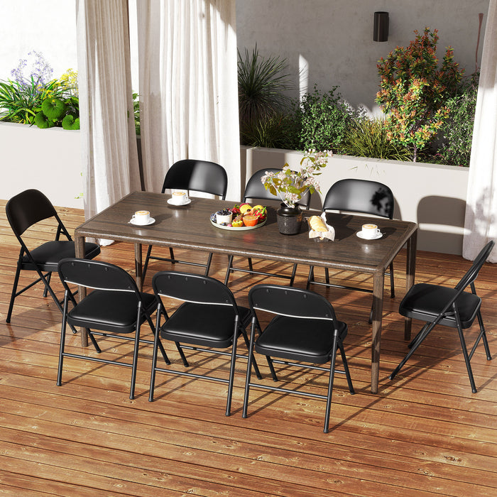 Set of 4 Folding Padded Party PVC Leather Stackable Chairs-Beige